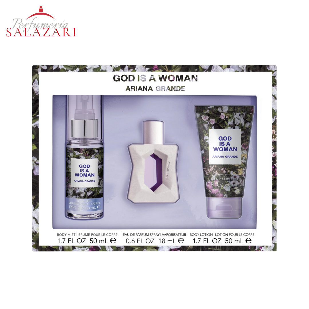 ARIANA GRANDE - GOD IS A WOMAN EDP + SPLASH + CREMA (ESTUCHE 3PZS) MUJER